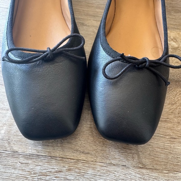 Madewell Womens The Anelise Ballet Flat Size 9.5 Black Bow NN901 Leather Slip On - Picture 3 of 10